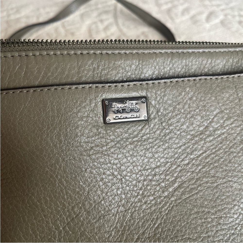 Coach Peyton East West Olive Green Pebble Leather Crossbody Bag - Picture 8 of 9